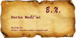 Berke Noémi névjegykártya